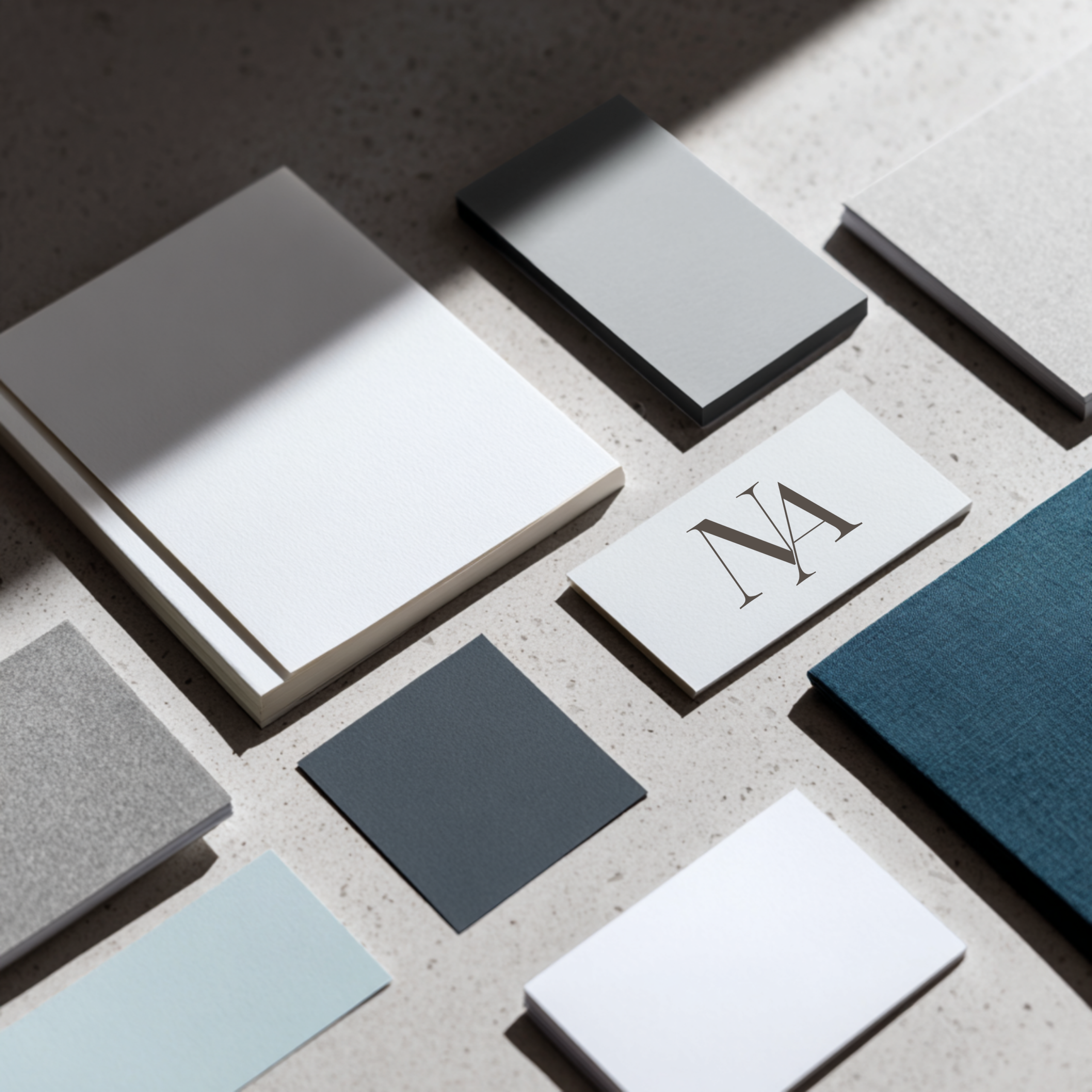 Picture with books different colors and Niale logo — brand strategy for luxury and fashion brands